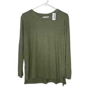 NWT Old Navy Girls Plus Size Ribbed Long Sleeve Green Shirt XL Plus